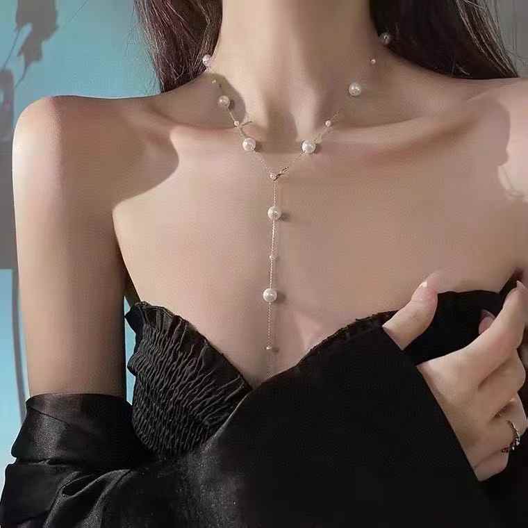 Convertible Pearl Lariat Necklace | Front - to - Back Glam, Timeless Versatility