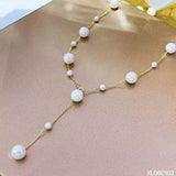 Convertible Pearl Lariat Necklace | Front - to - Back Glam, Timeless Versatility