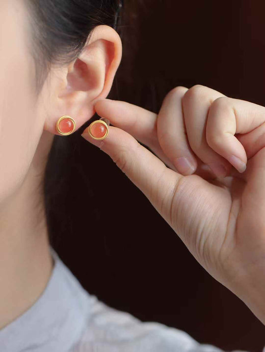 Natural Ice - Nanhong Stud Earrings | Gold - Plated Elegant Glow