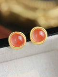 Natural Ice - Nanhong Stud Earrings | Gold - Plated Elegant Glow