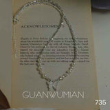 Silver Shard & Pearl Butterfly Necklace | Cat's Eye Gem Accent