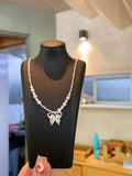 Silver Shard & Pearl Butterfly Necklace | Cat's Eye Gem Accent
