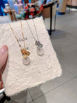 925 Silver, Natural Chalcedony | Coin Ping An Kou Necklace