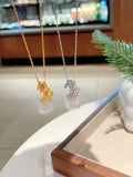 925 Silver, Natural Chalcedony | Coin Ping An Kou Necklace