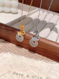 925 Silver, Natural Chalcedony | Coin Ping An Kou Necklace