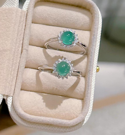925 Silver, Artificial Diamonds, Jadeite | 💍 Found a treasure! This pair of jadeite rings is stunningly beautiful beyond belief～