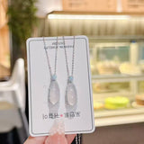925 Silver, Artificial Diamonds, Chalcedony | Ultra Fairy-like White Chalcedony Necklace ✨