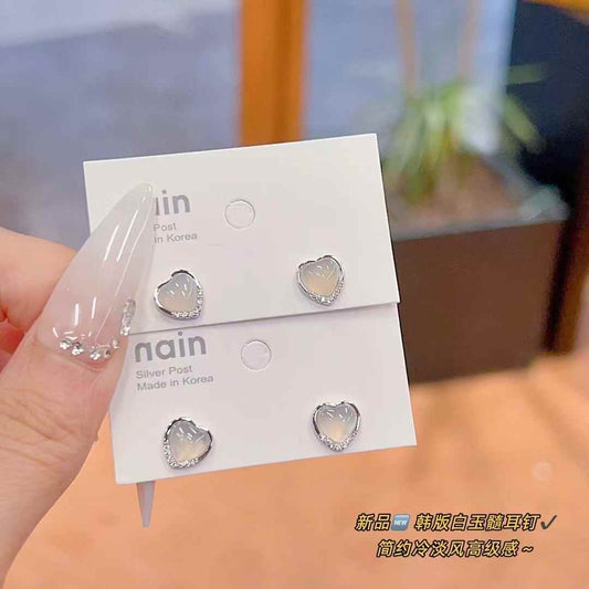 925 Silver, White Chalcedony | 💎 Korean-Style Cool Ethereal Stud Earrings Are Here ✨