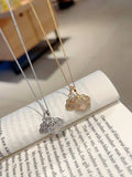 925 Silver, Chalcedony, Artificial Diamonds | 💖 Chalcedony Peace Lock Necklace ✨