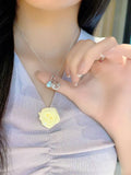 925 Silver, Chalcedony, Artificial Diamonds | 💖 Chalcedony Peace Lock Necklace ✨