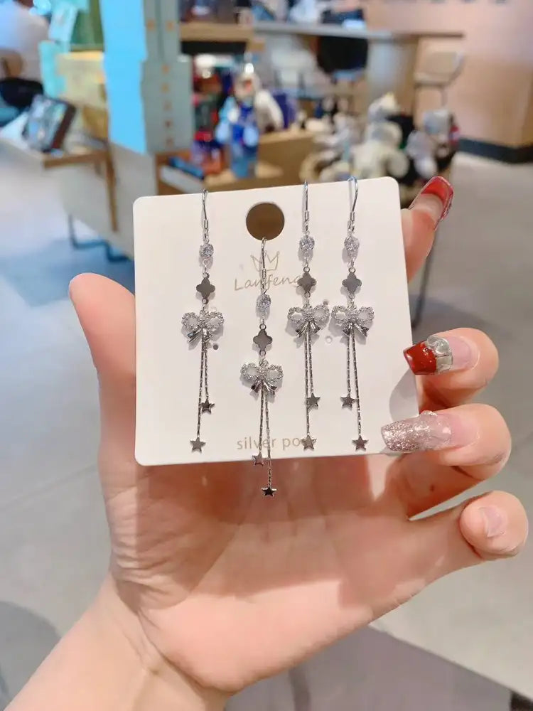 925 Silver & Mother-of-Pearl | ✨ Lock romance by your ears｜Bowknot Starburst Earrings