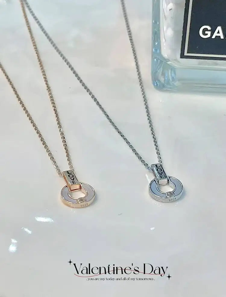 925 Silver, Mother-of-Pearl & 18K Gold | 🔒 Lock eternity on your collarbone｜Classic Double Ring Necklace