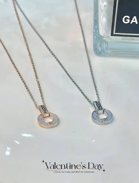 925 Silver, Mother-of-Pearl & 18K Gold | 🔒 Lock eternity on your collarbone｜Classic Double Ring Necklace