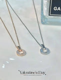 925 Silver, Mother-of-Pearl & 18K Gold | 🔒 Lock eternity on your collarbone｜Classic Double Ring Necklace