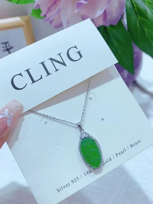 925 Silver & Premium Chalcedony | 🍃 Eastern Charm Strikes! This Leaf-Shaped Chalcedony Necklace is Stunningly Beautiful