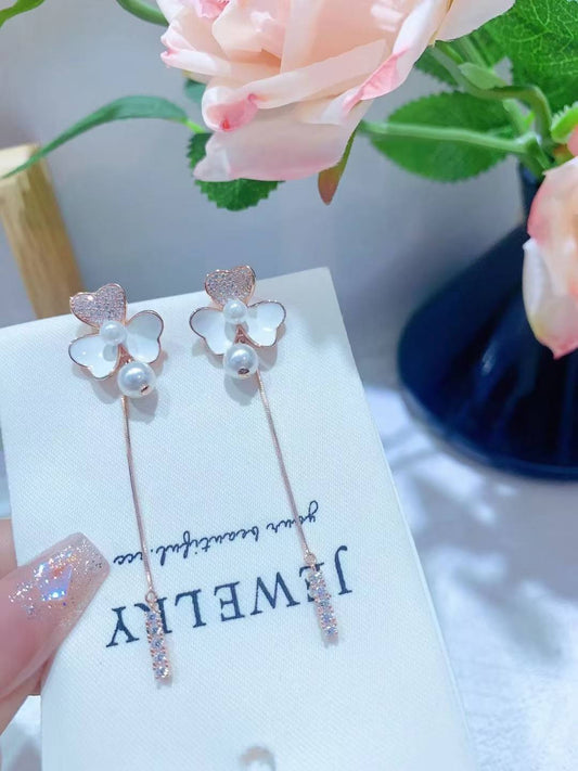 925 Silver, Mother-of-Pearl, Pearl | "Fairy Petal Earrings"