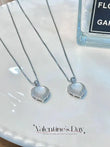 925 Silver, Artificial Diamonds, Mother-of-Pearl | 【Heart-Shaped Moonstone Necklace】